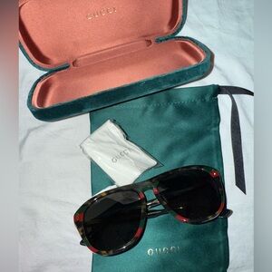 Gucci Tortoiseshell Sunglasses with Green Case